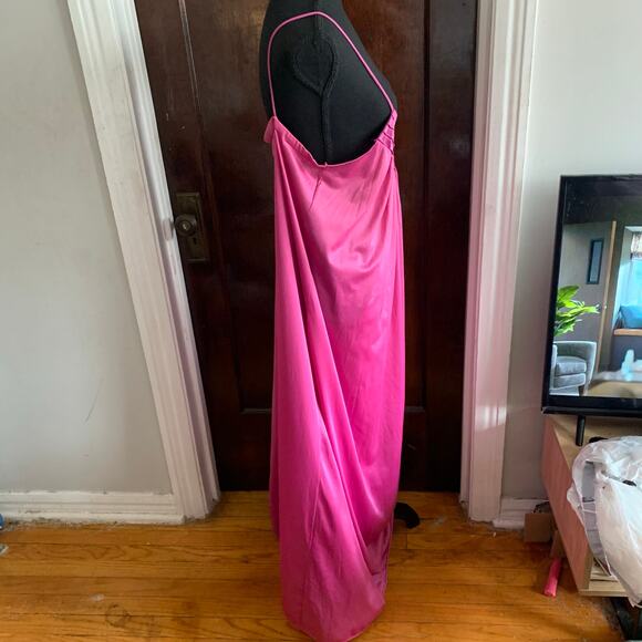 Pink 70s Maxi Disco Slip Dress MEDIUM Donna Richard for Gillian & O’Malley - Picture 7 of 9
